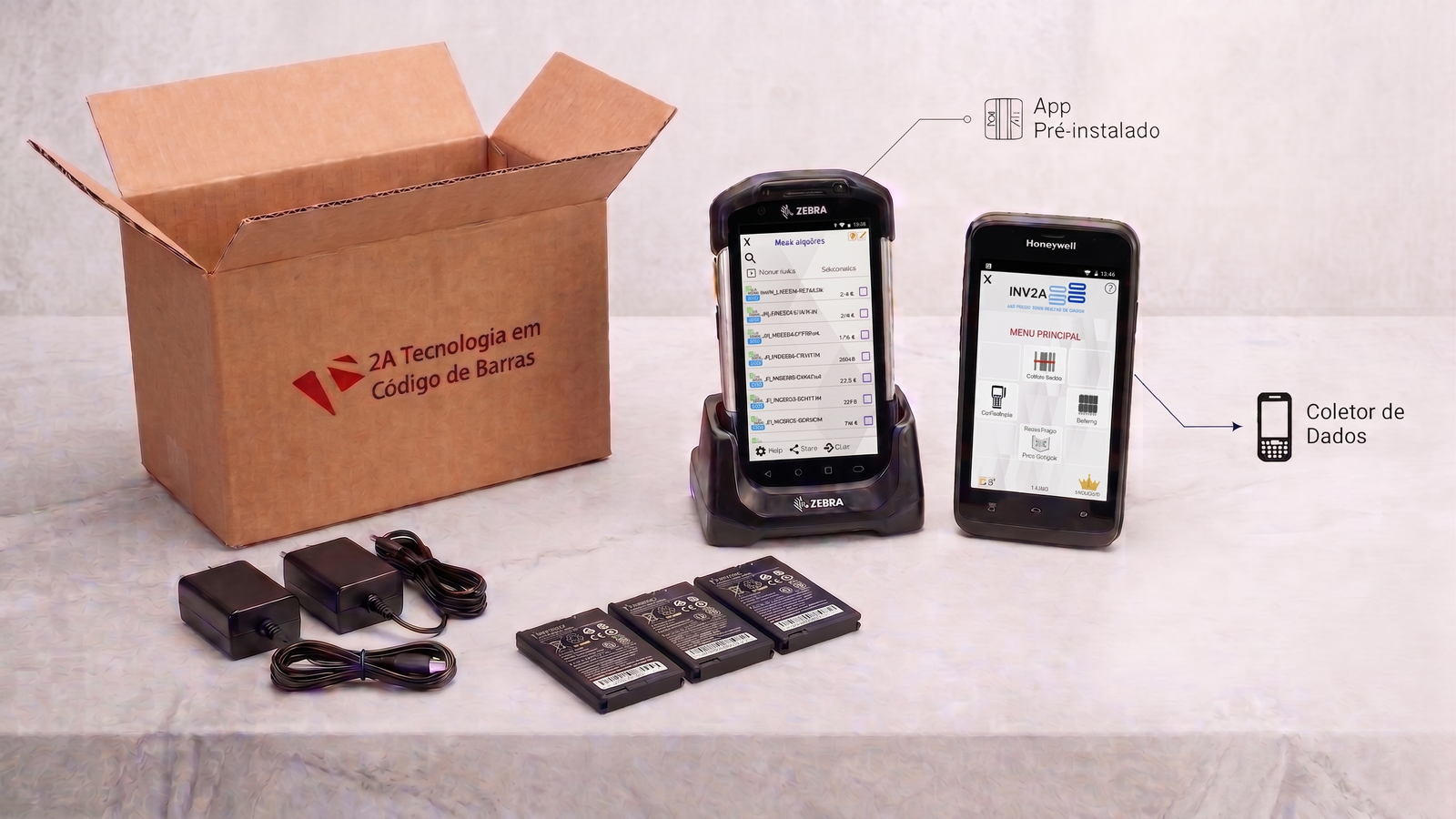 Coletor de dados EDA51 com app INV2A